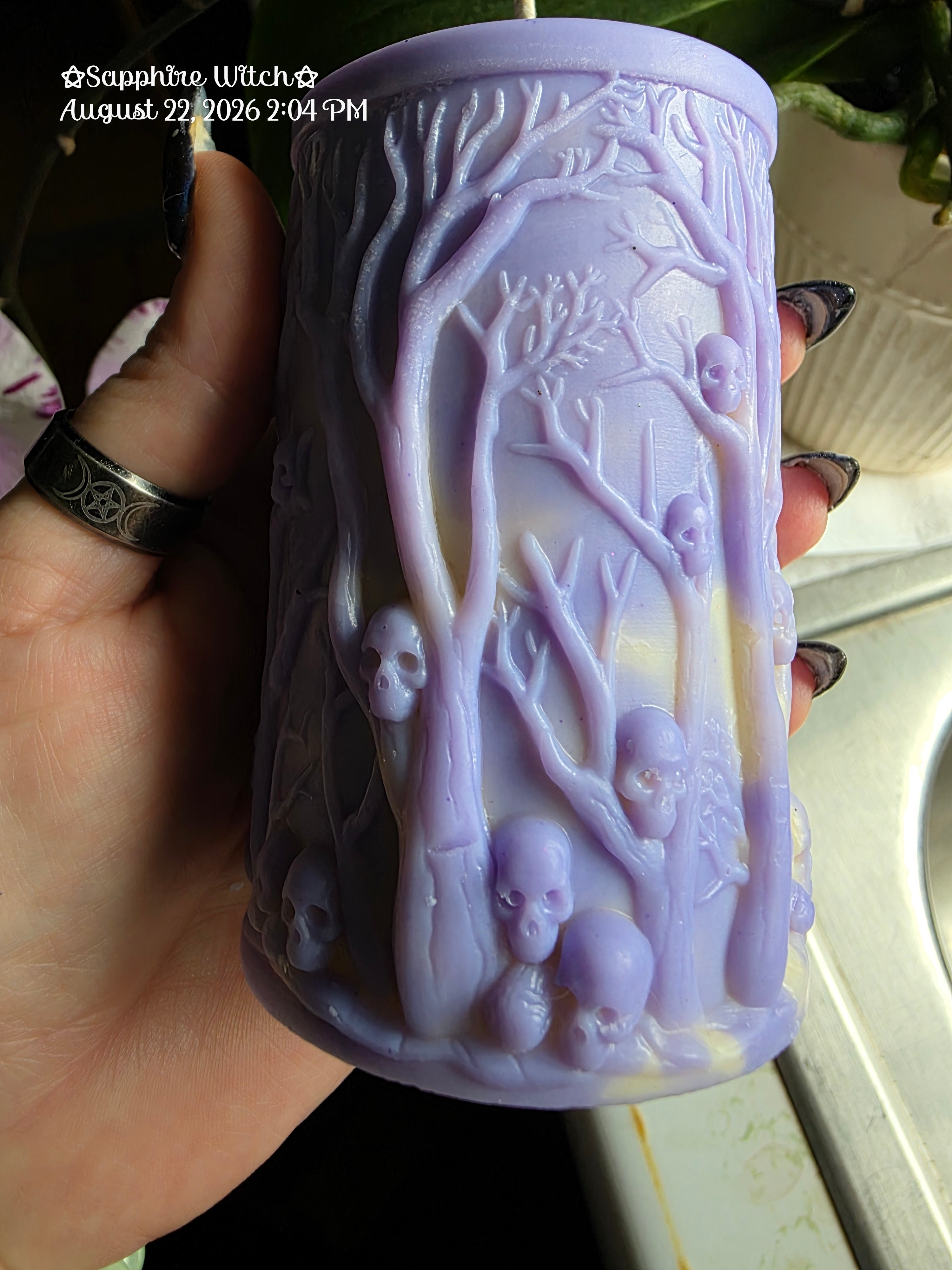 Witch and Skulls Candle