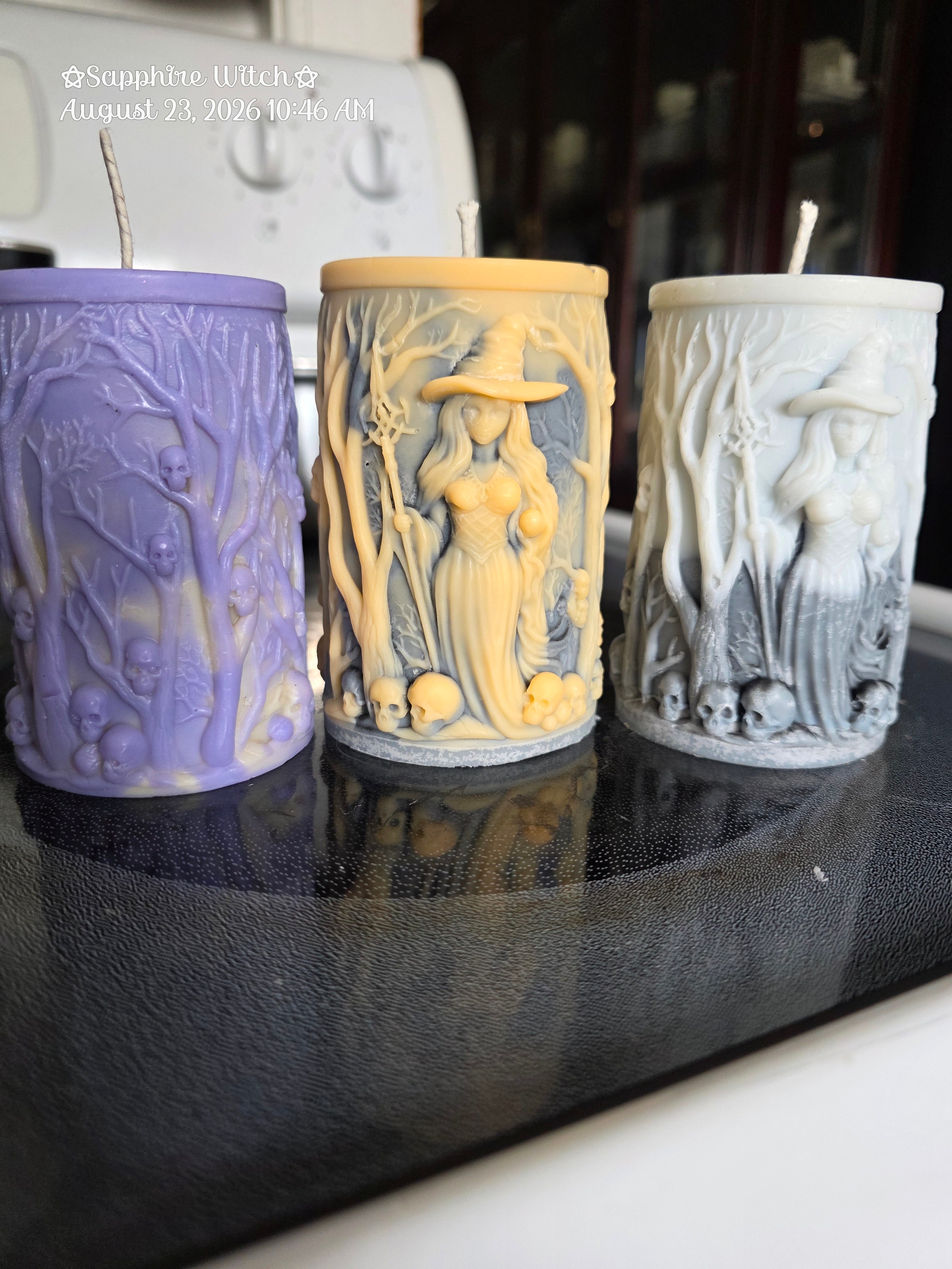 Witch and Skulls Candle