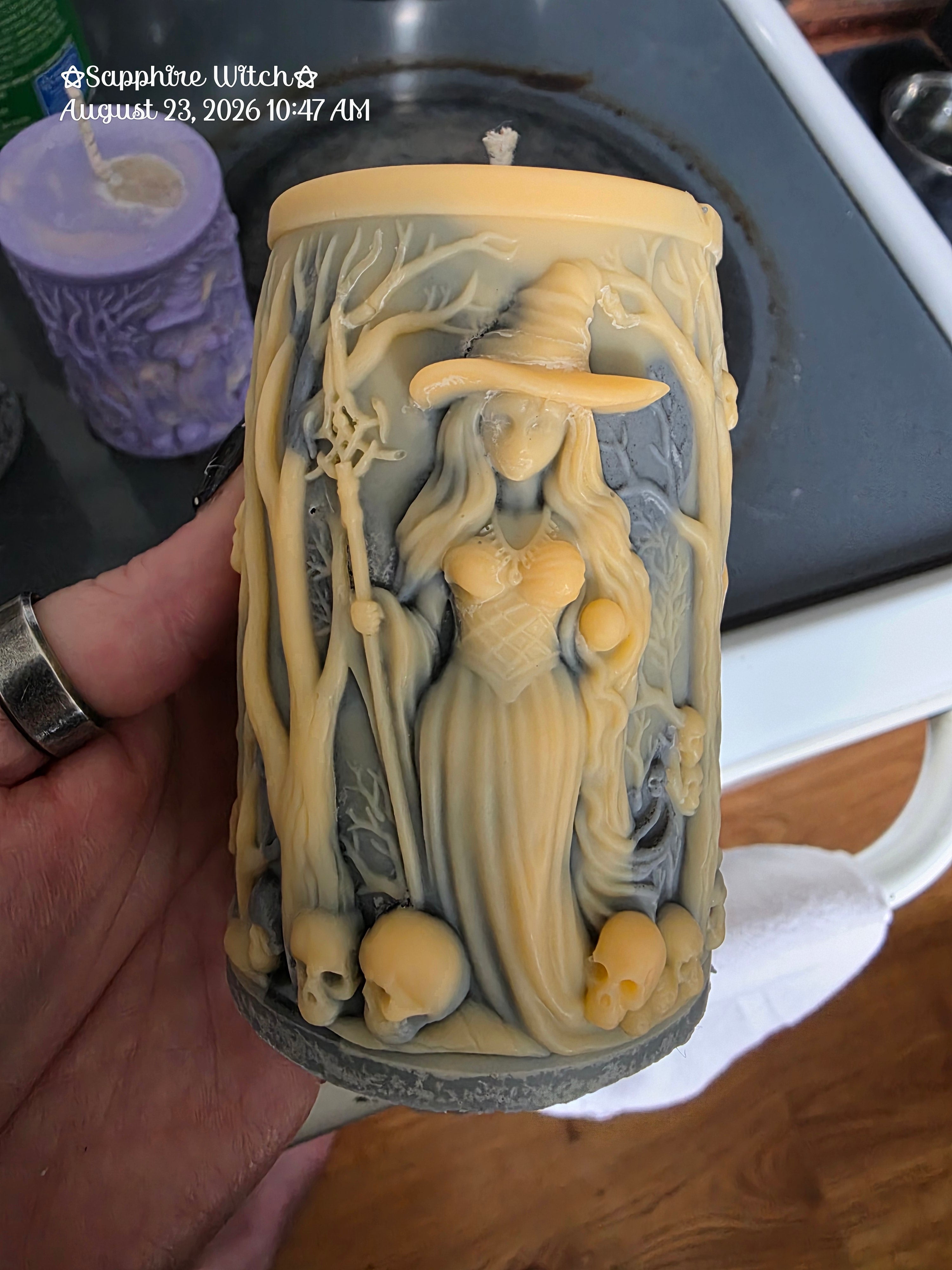 Witch and Skulls Candle