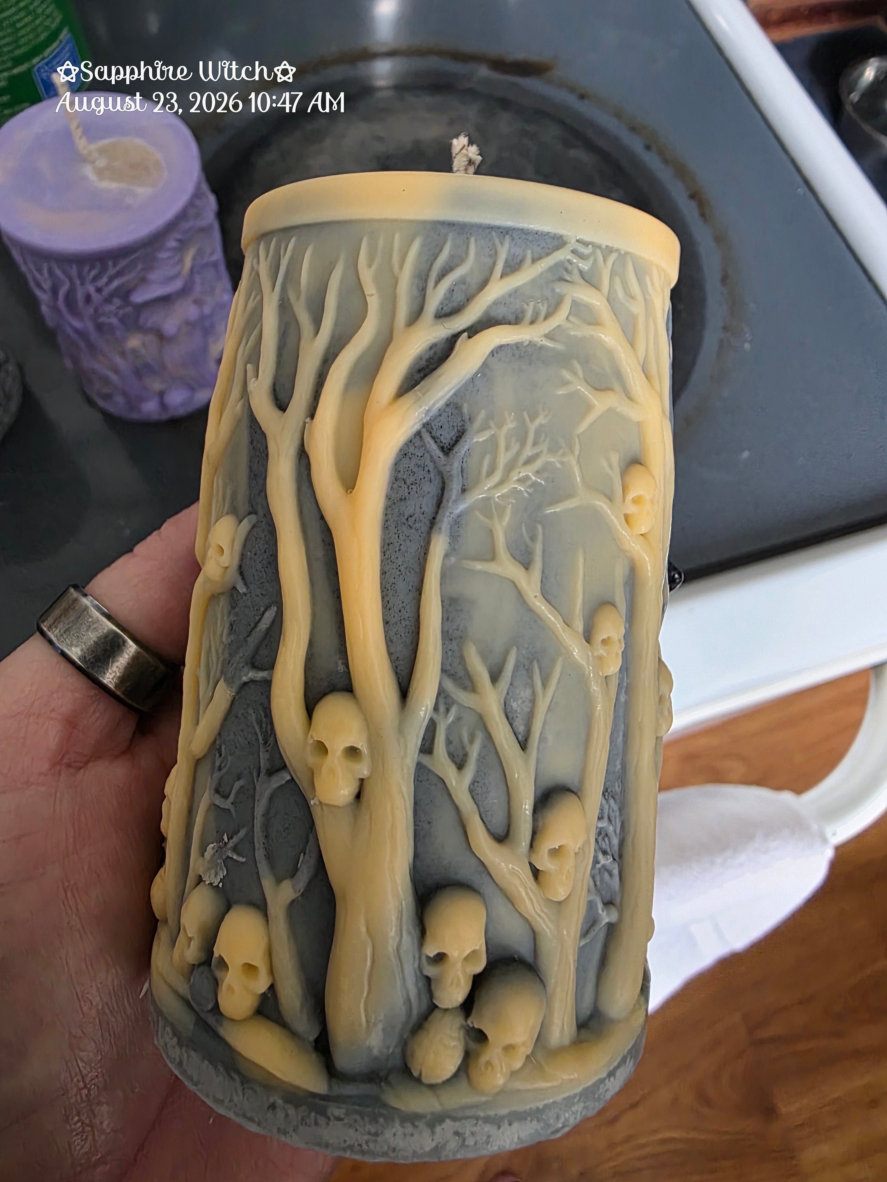 Witch and Skulls Candle