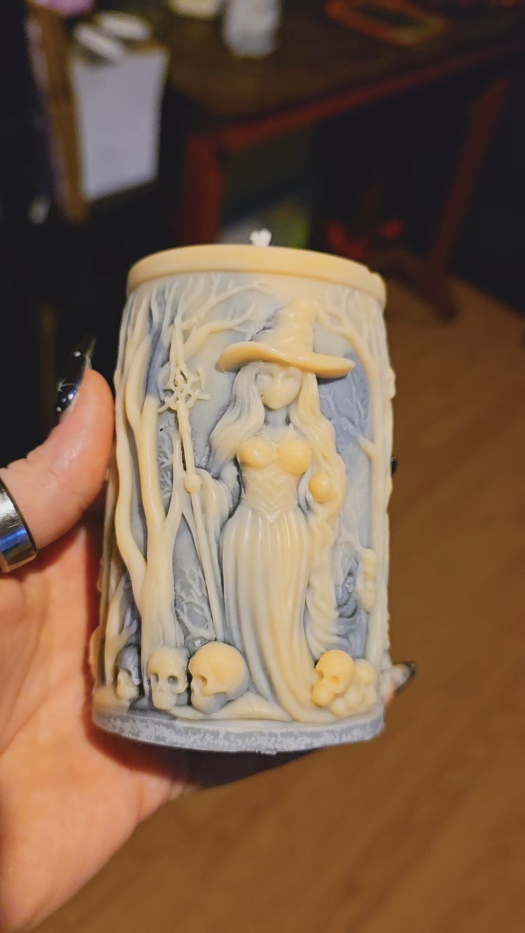 Witch and Skulls Candle